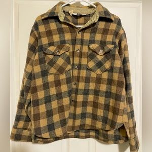 Vintage Woolrich Woman M Western 80s 90s Plaid Brown Beige Wool Jacket